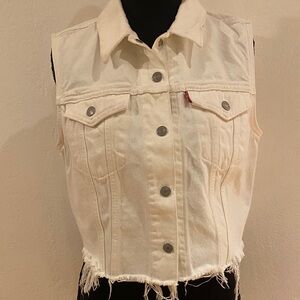 Levi's White Denim Crop Top Vest